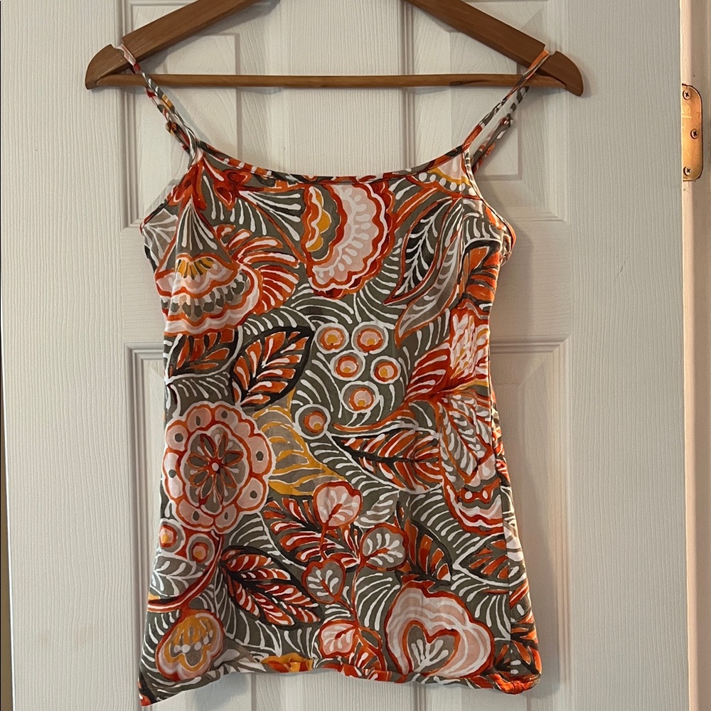 LOFT Orange and Gray Floral Camisole